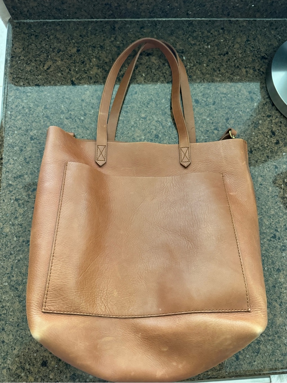 Madewell Leather Tote in Warm Tan
